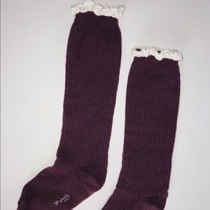 Deep purple frilly knee-high socks
